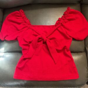 Red Puff Sleeve Top